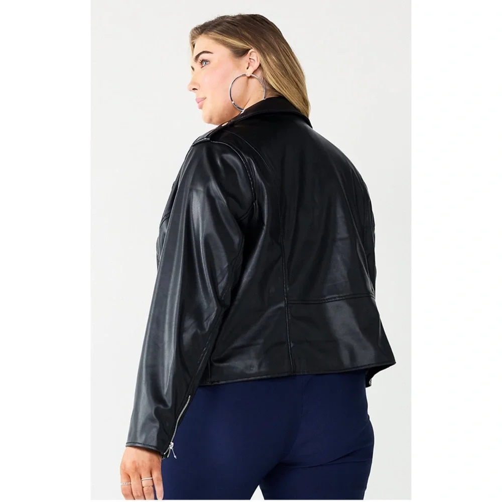 NWT Nine West Faux-Leather Moto Jacket Brown Plus Size 4X